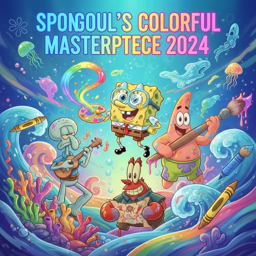 SpongeBob's Colorful Masterpiece 2024 Image